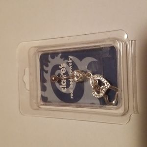 Claire's double heart hanging bellybutton ring 14G, surgical steel, NWT